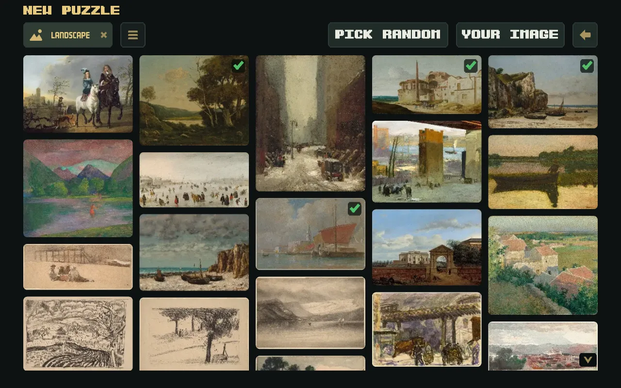 A newly generated landscape image prepared as a jigsaw puzzle in Zigsaw Infinite.
