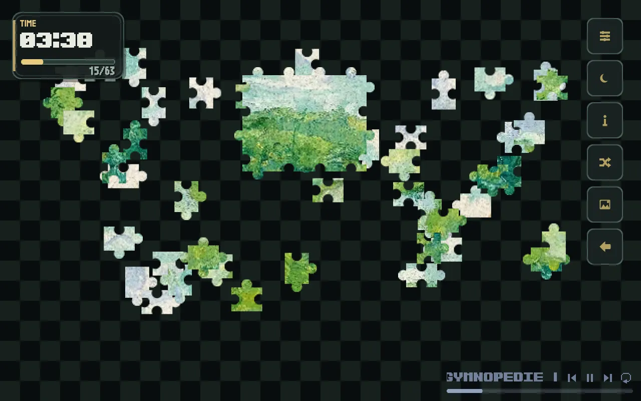 A partially completed Zigsaw Infinite puzzle with pieces arranged around the board.